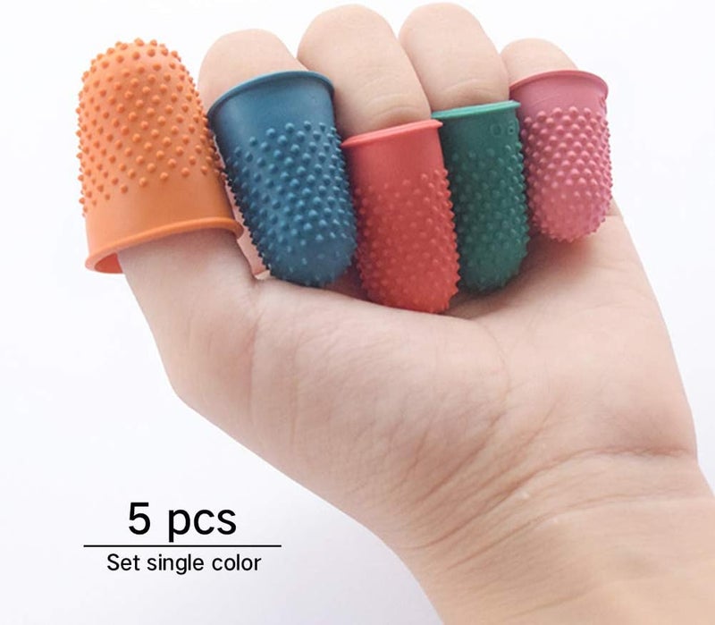 AUMACHEN Thimble Protectors 5Pcs, Finger Protectors, Rubber Fingers Thimble Guard Tips Caps Pads Cover Craft Finger Tip Sewing Counting Protector for Embroidery, Sewing, Cutting (Pink) - Image 4